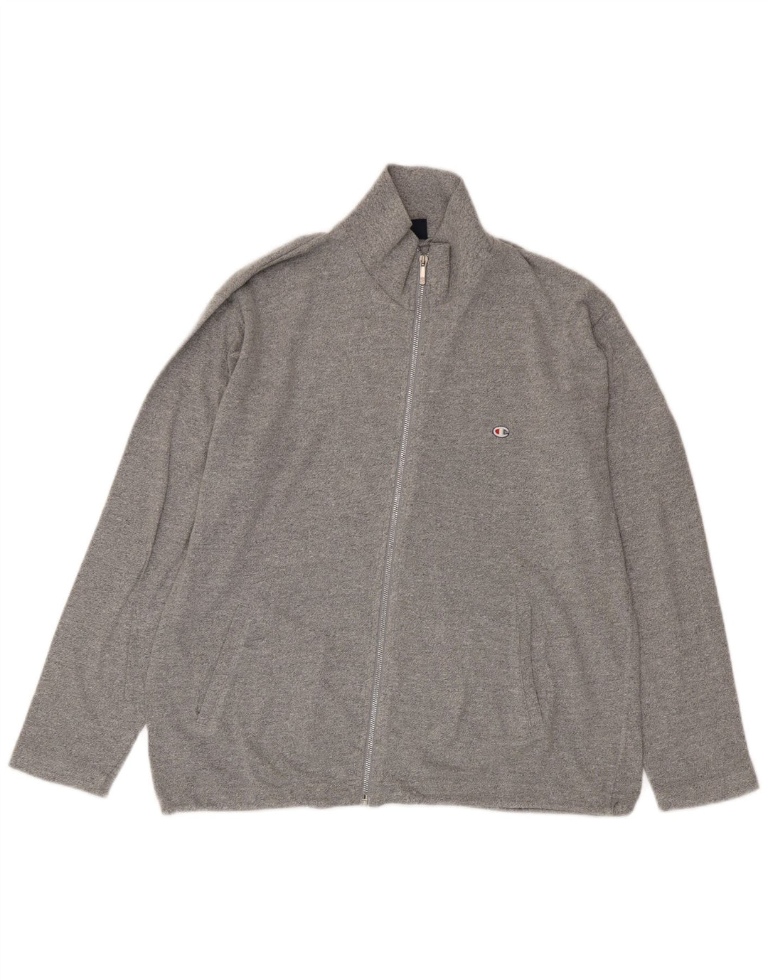 Champion Mens Tracksuit Top Jacket Large Grey Flecked Cotton