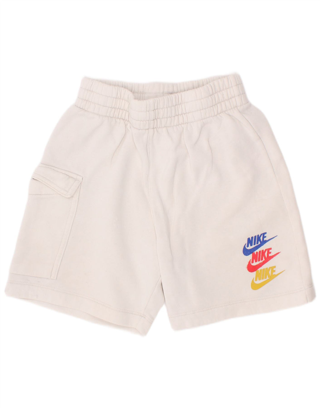 Nike Boys Graphic Cargo Sport Shorts 8-9 Years Small White Cotton
