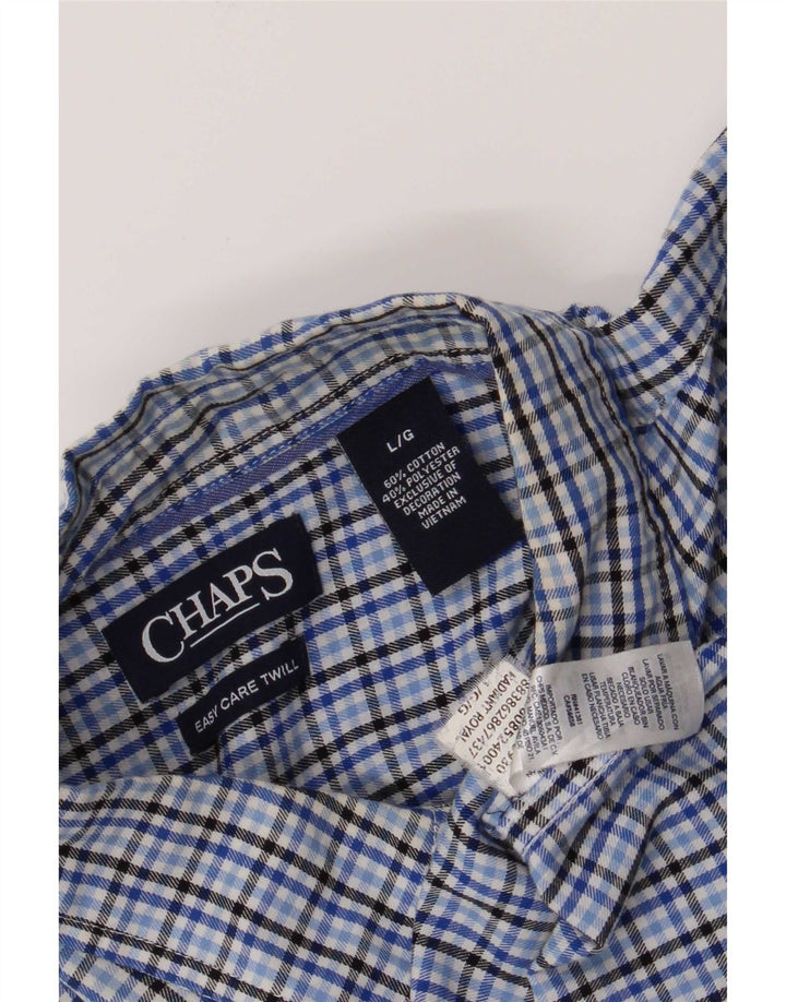 Chaps Mens Shirt Large Blue Check Cotton