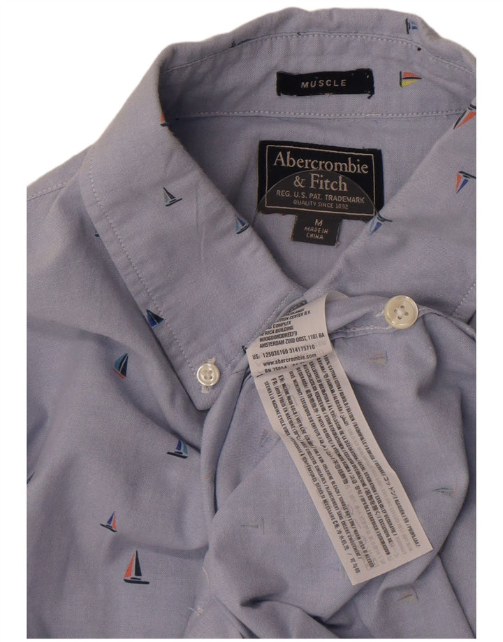 Abercrombie & Fitch Mens Muscle Shirt Medium Blue Spotted Cotton