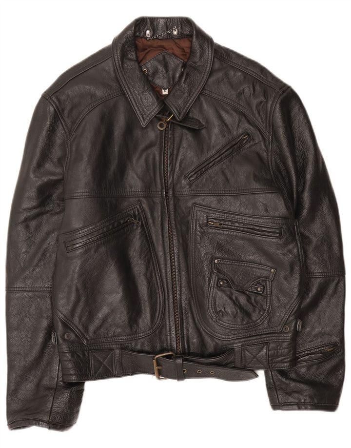 Vintage Mens Leather Jacket UK 38 Medium Black