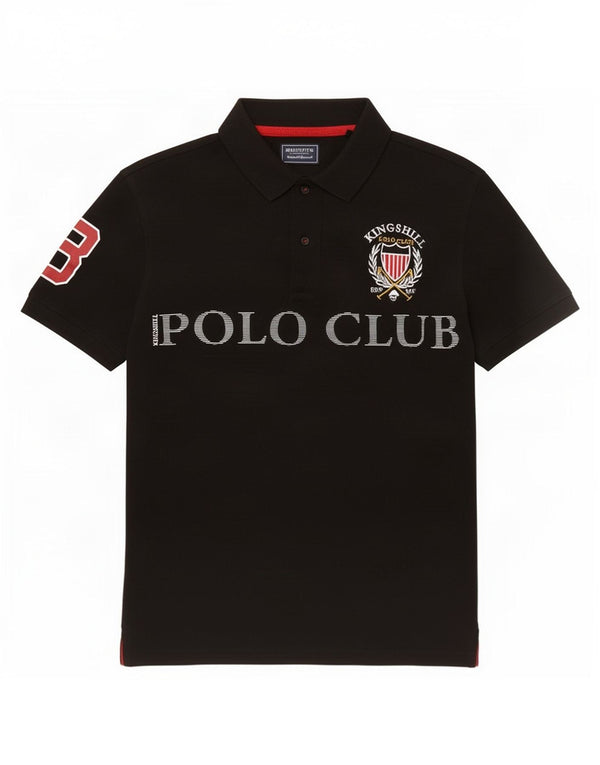 Mens Graphic Polo Shirt Small Black Cotton