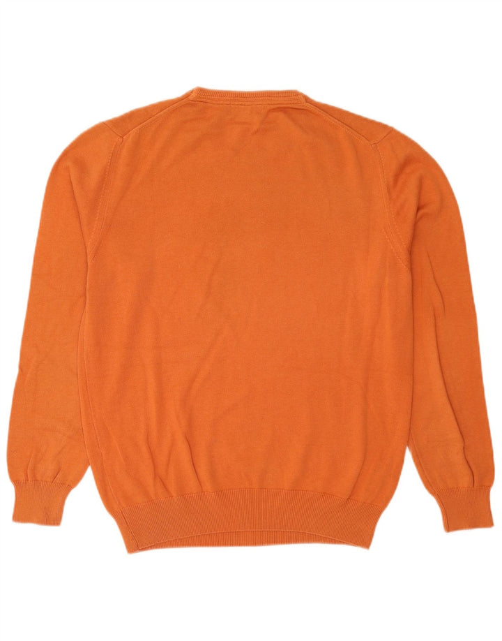 Massimo Dutti Mens Crew Neck Jumper Sweater Medium Orange Cotton