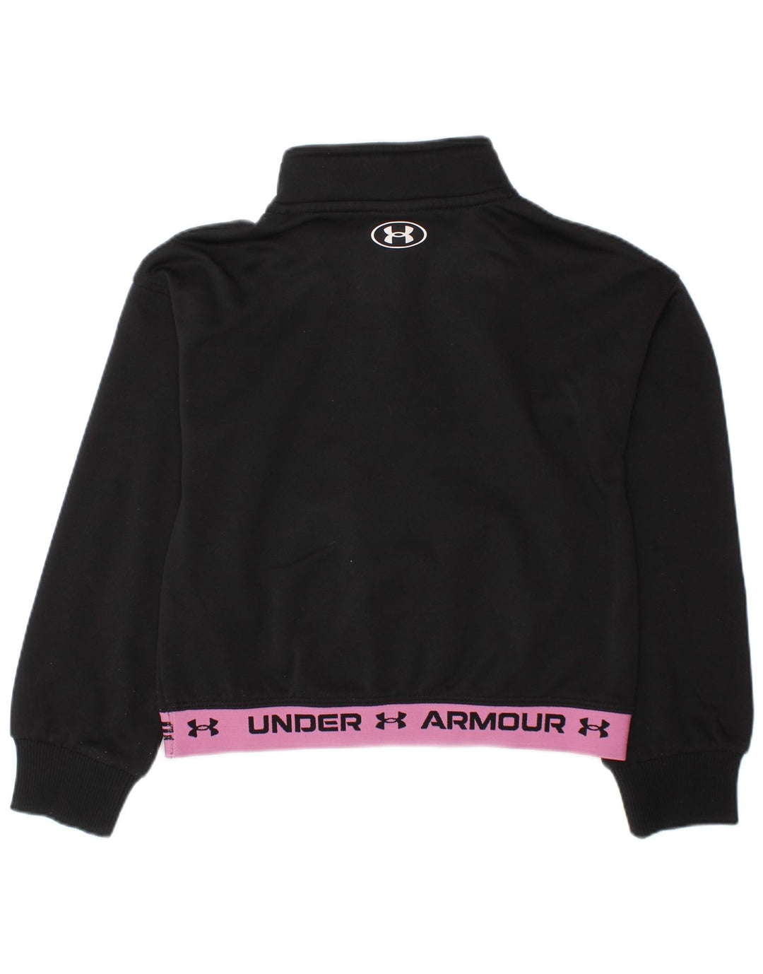 UNDER ARMOUR Girls Zip Neck Sweatshirt Jumper 4-5 Years Black Colourblock