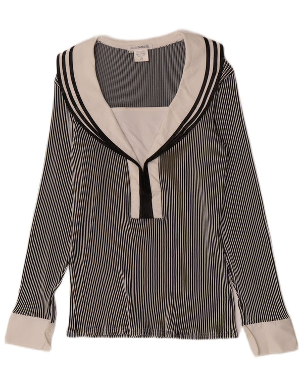 Naracamicee Womens Blouse Top UK 12 Medium Navy Blue Pinstripe Nautical