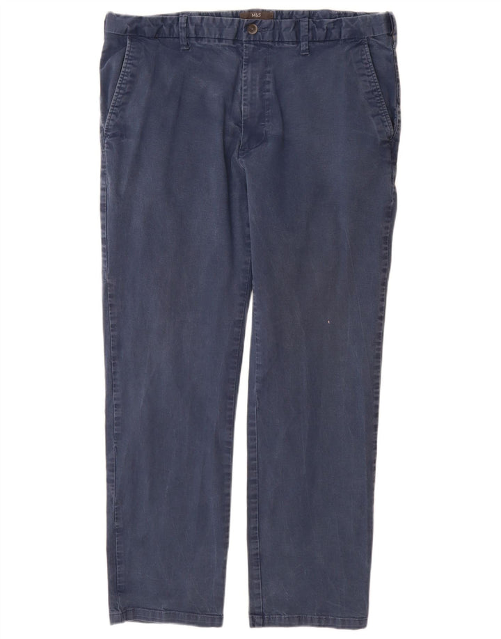 Marks & Spencer Mens Regular Fit Chino Trousers W38 L31 Navy Blue Cotton