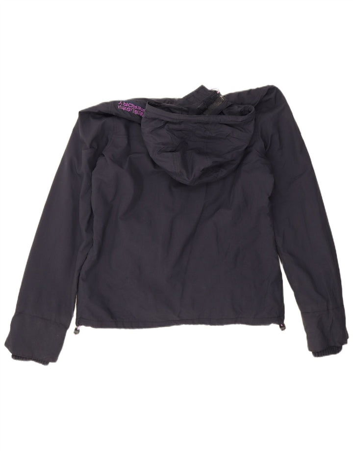 Superdry Womens Graphic Windbreaker Jacket UK 14 Medium Navy Blue