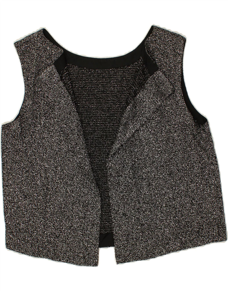 VINTAGE Womens Crop Waistcoat UK 14 Large Grey Flecked Vintage Vintage and Second-Hand Vintage from Messina Hembry 