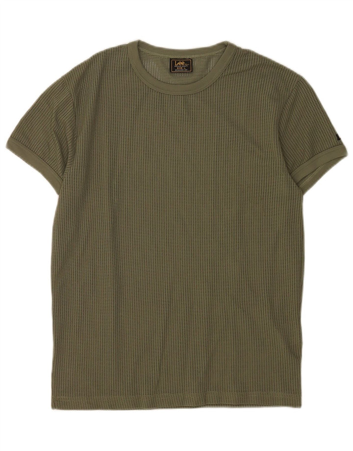 Lee Womens See Through T-Shirt Top UK 14 Large Khaki