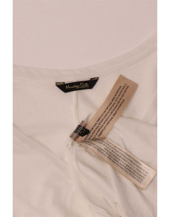 Massimo Dutti Womens See Through Top Long Sleeve UK 12 Medium White Lyocell