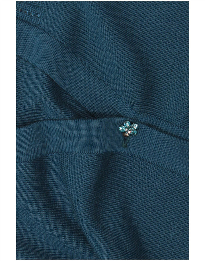 Luisa Spagnoli Womens Cardigan Sweater UK 18 XL Blue Wool