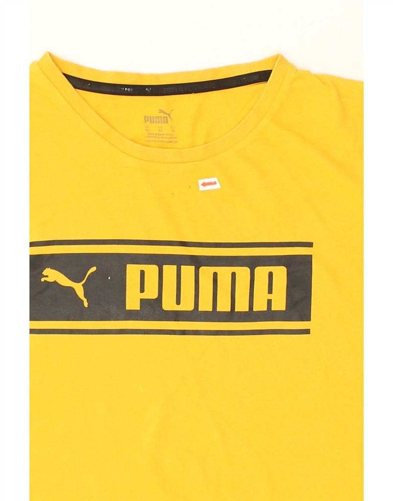 PUMA Mens Graphic T-Shirt Top XL Yellow | Vintage Puma | Thrift | Second-Hand Puma | Used Clothing | Messina Hembry 