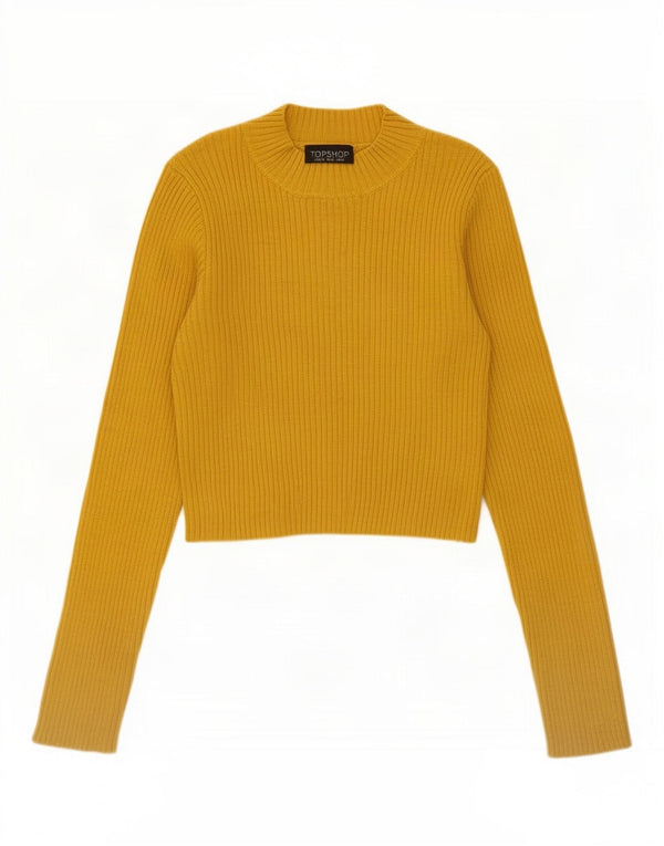 Topshop Womens Crop Turtle Neck Jumper Sweater UK 12 Medium Yellow