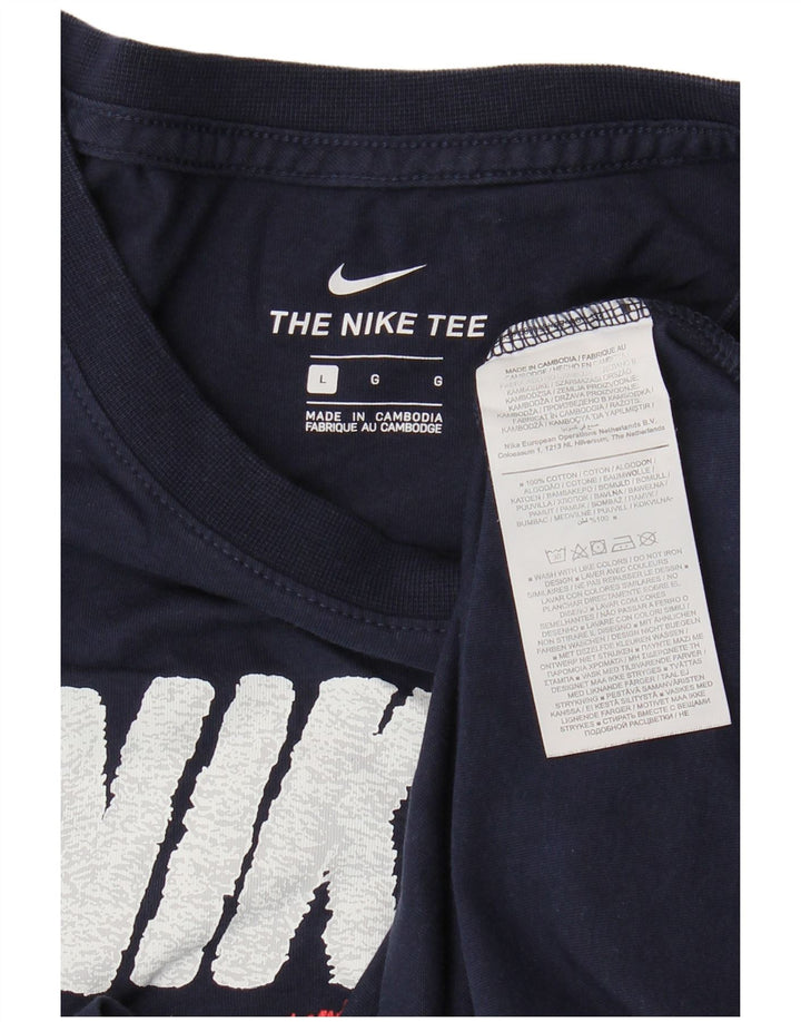 Nike Mens Graphic T-Shirt Top Large Navy Blue Cotton