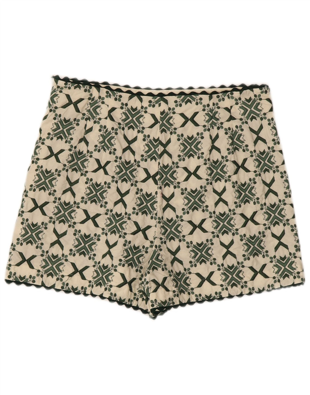 Zara Womens Casual Shorts Large W30 Off White Geometric