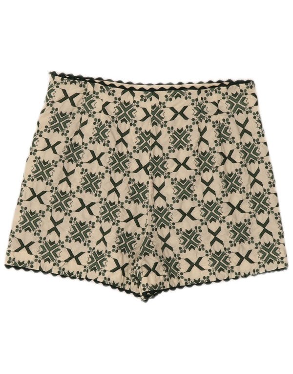 Zara Womens Casual Shorts Large W30 Off White Geometric
