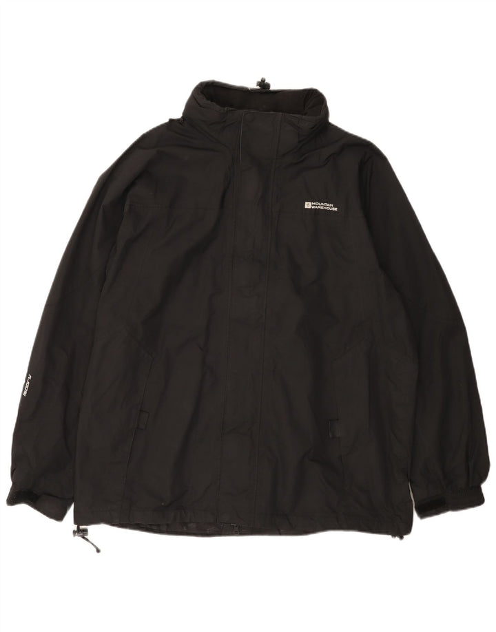 Mountain Warehouse Mens Hooded Rain Jacket UK 38 Medium Black Nylon