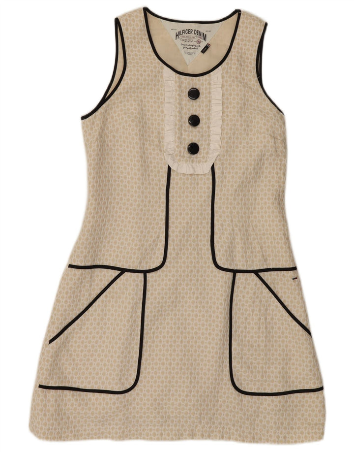 Tommy Hilfiger Womens A-Line Dress UK 12 Medium Off White Geometric