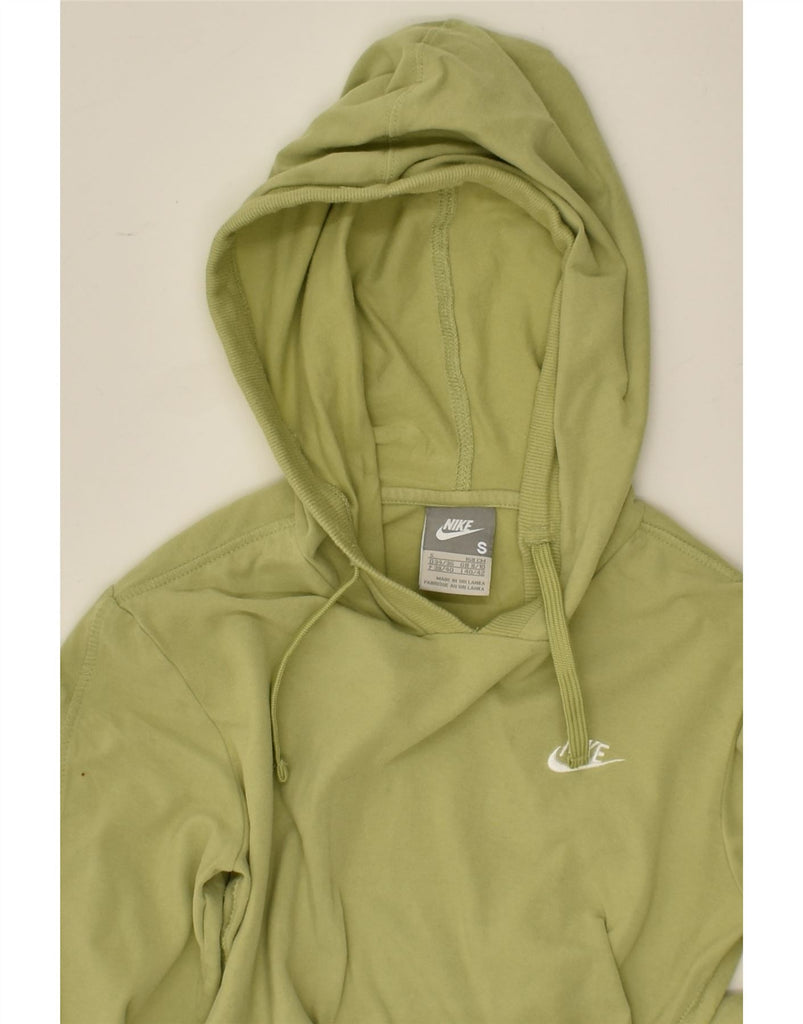 NIKE Girls Hoodie Jumper 8-9 Years Small  Green Cotton | Vintage Nike | Thrift | Second-Hand Nike | Used Clothing | Messina Hembry 