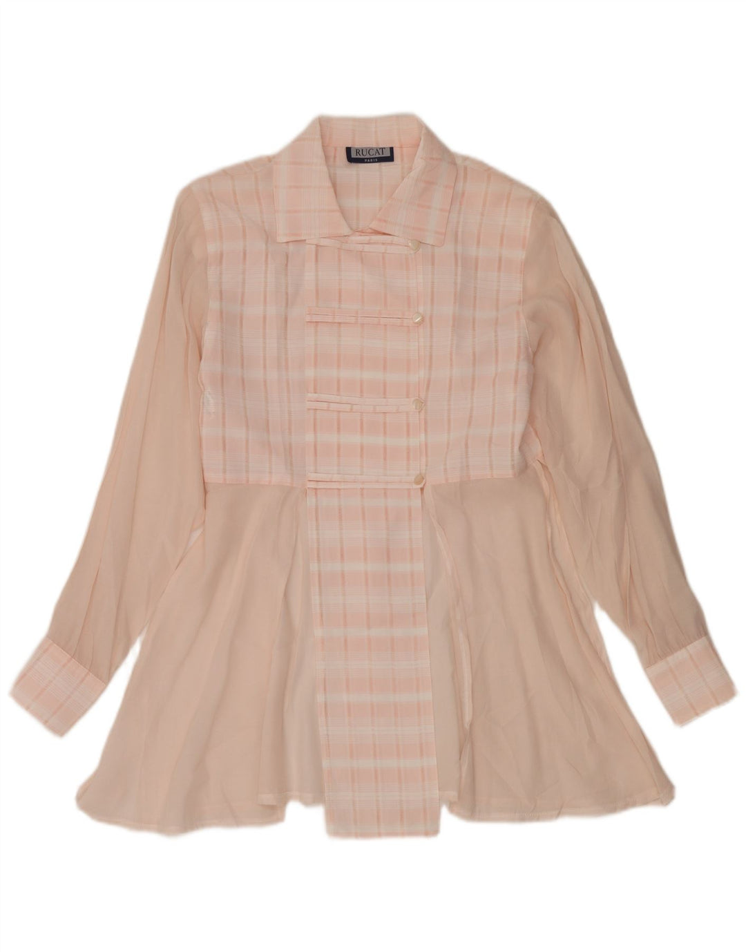 Vintage Womens Shirt Dress UK 12 Medium Pink Check Viscose