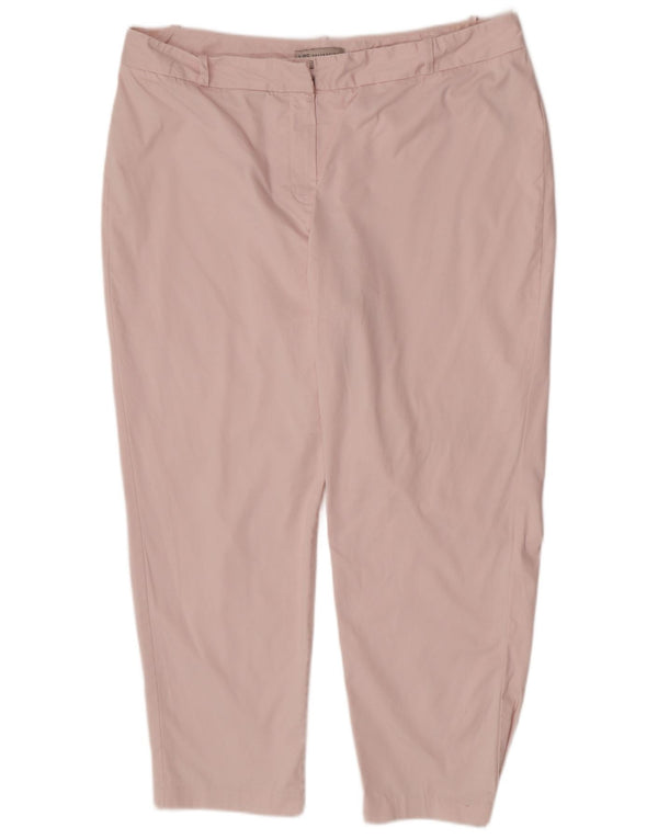 Marks & Spencer Womens Slim Capri Trousers UK 18 XL W38 L26 Pink Cotton