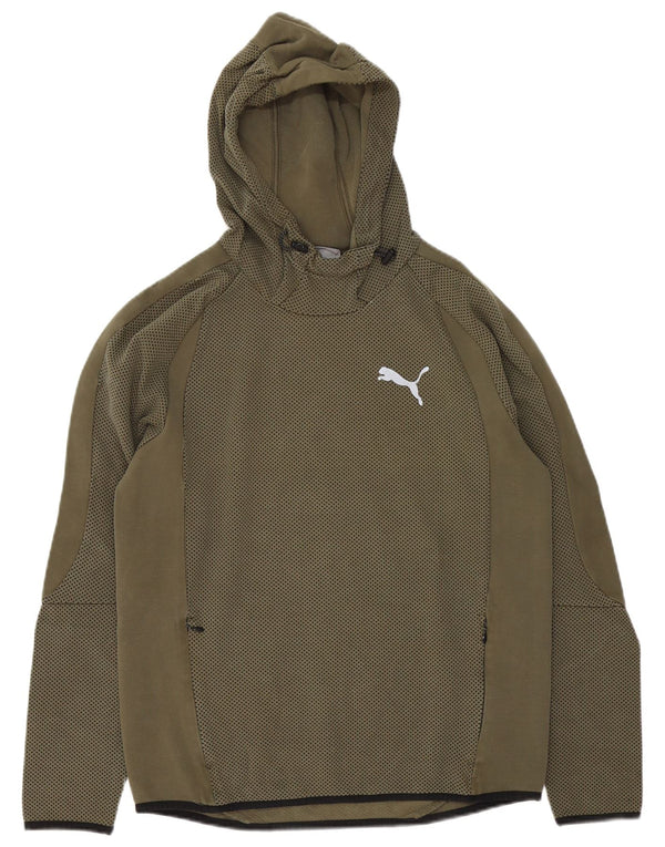 Puma Mens Hoodie Jumper Medium Khaki Spotted Cotton