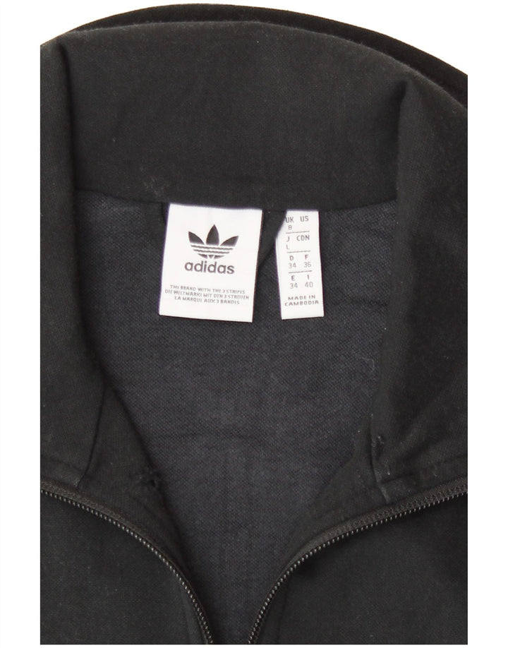Adidas Womens Tracksuit Top Jacket UK 8 Small Black Polyester