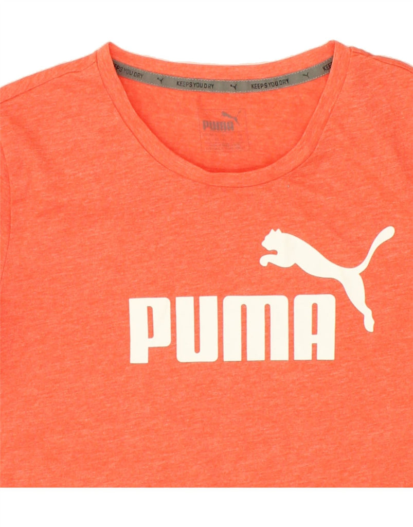 PUMA Womens Graphic T-Shirt Top UK 14 Medium Orange Polyester | Vintage Puma | Thrift | Second-Hand Puma | Used Clothing | Messina Hembry 
