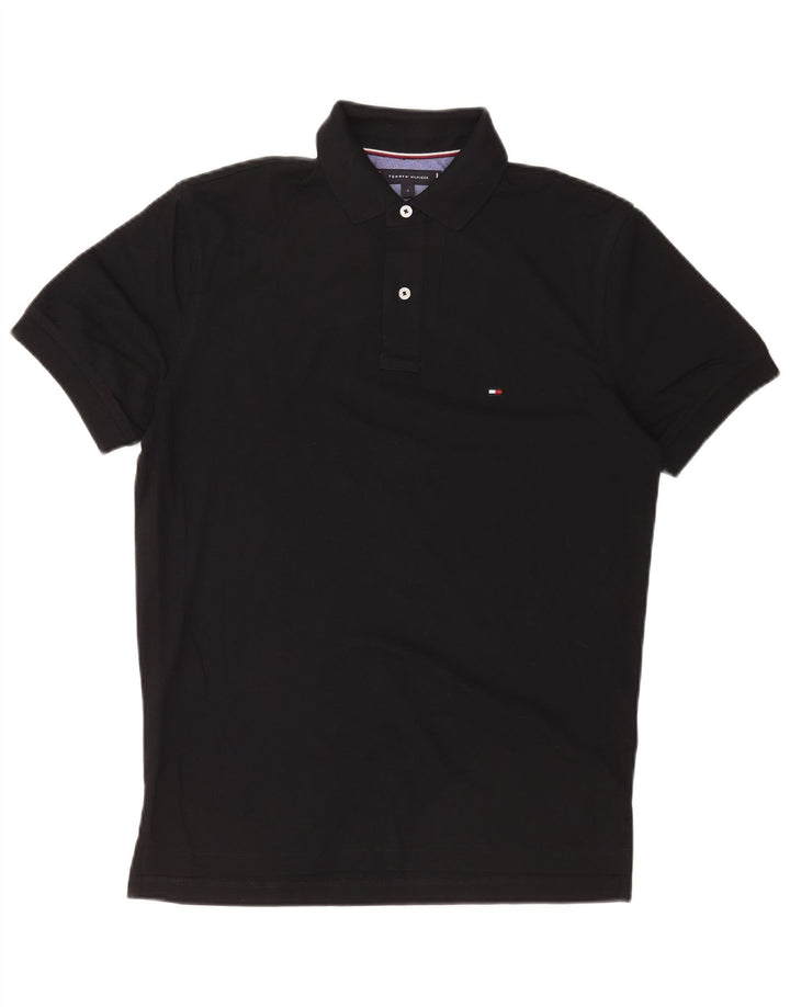 Tommy Hilfiger Mens Polo Shirt Small Black Cotton