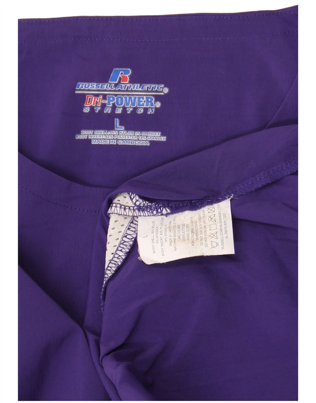 RUSSELL ATHLETIC Mens T-Shirt Top Large Purple Colourblock Nylon