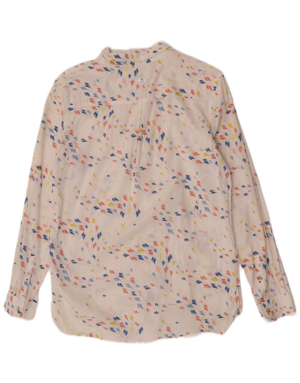 Barbour Womens Relaxed Fit Shirt UK 10 Small White Geometric Cotton