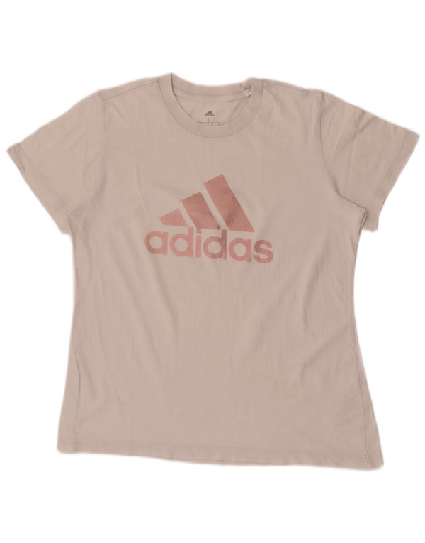 Adidas Womens Graphic T-Shirt Top UK 14 Large White Cotton