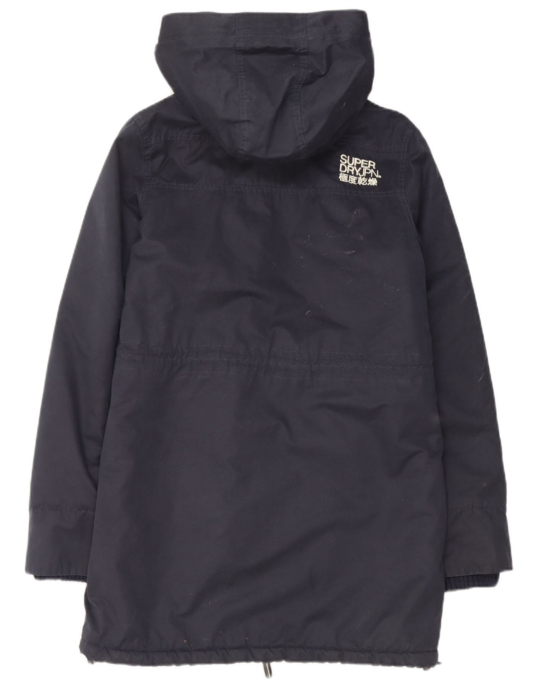 Superdry Mens Hooded Sherpa Parka Jacket UK 38 Medium Navy Blue Polyester