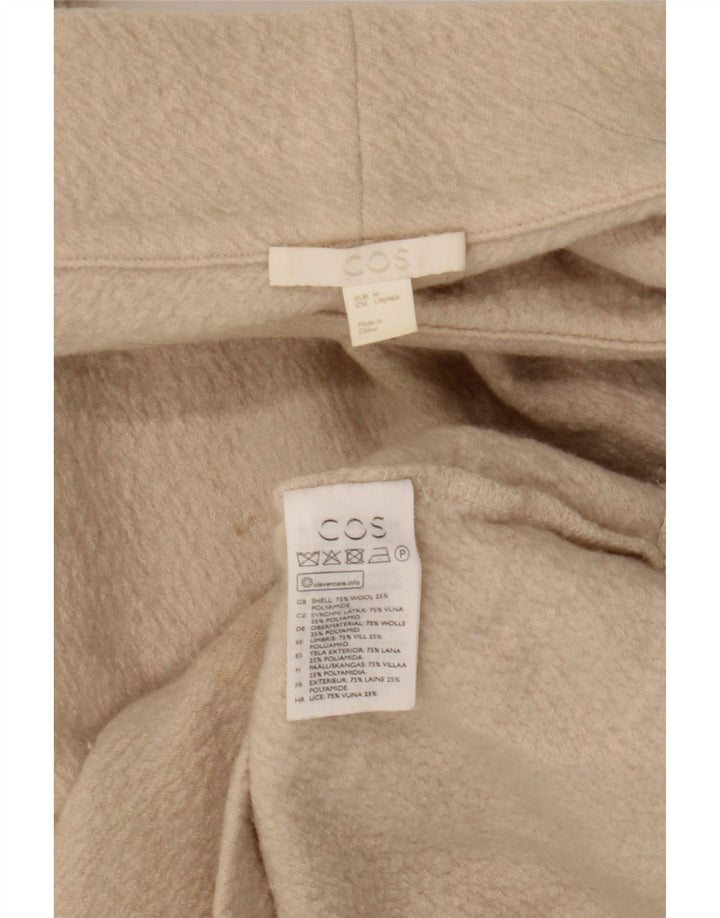Cos Womens 3/4 Sleeve Turtle Neck Jumper Sweater UK 14 Medium Beige Wool