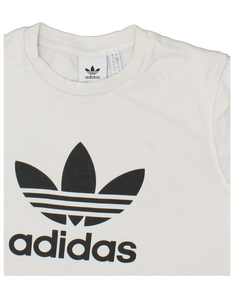 ADIDAS Womens Graphic T-Shirt Top UK 10 Small White Cotton | Vintage Adidas | Thrift | Second-Hand Adidas | Used Clothing | Messina Hembry 