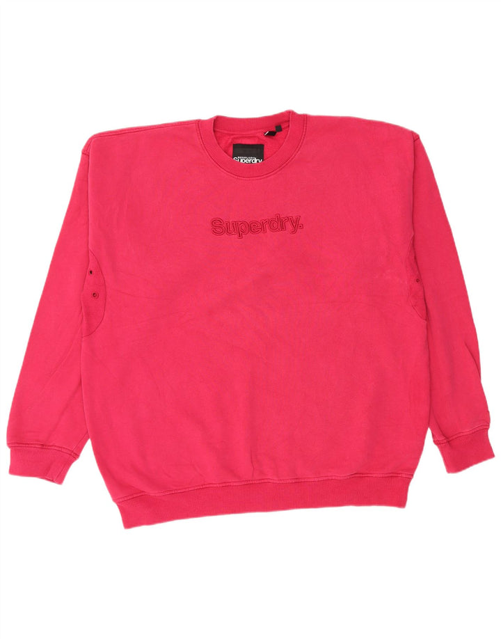 SUPERDRY Mens Graphic Sweatshirt Jumper Large Pink Cotton
