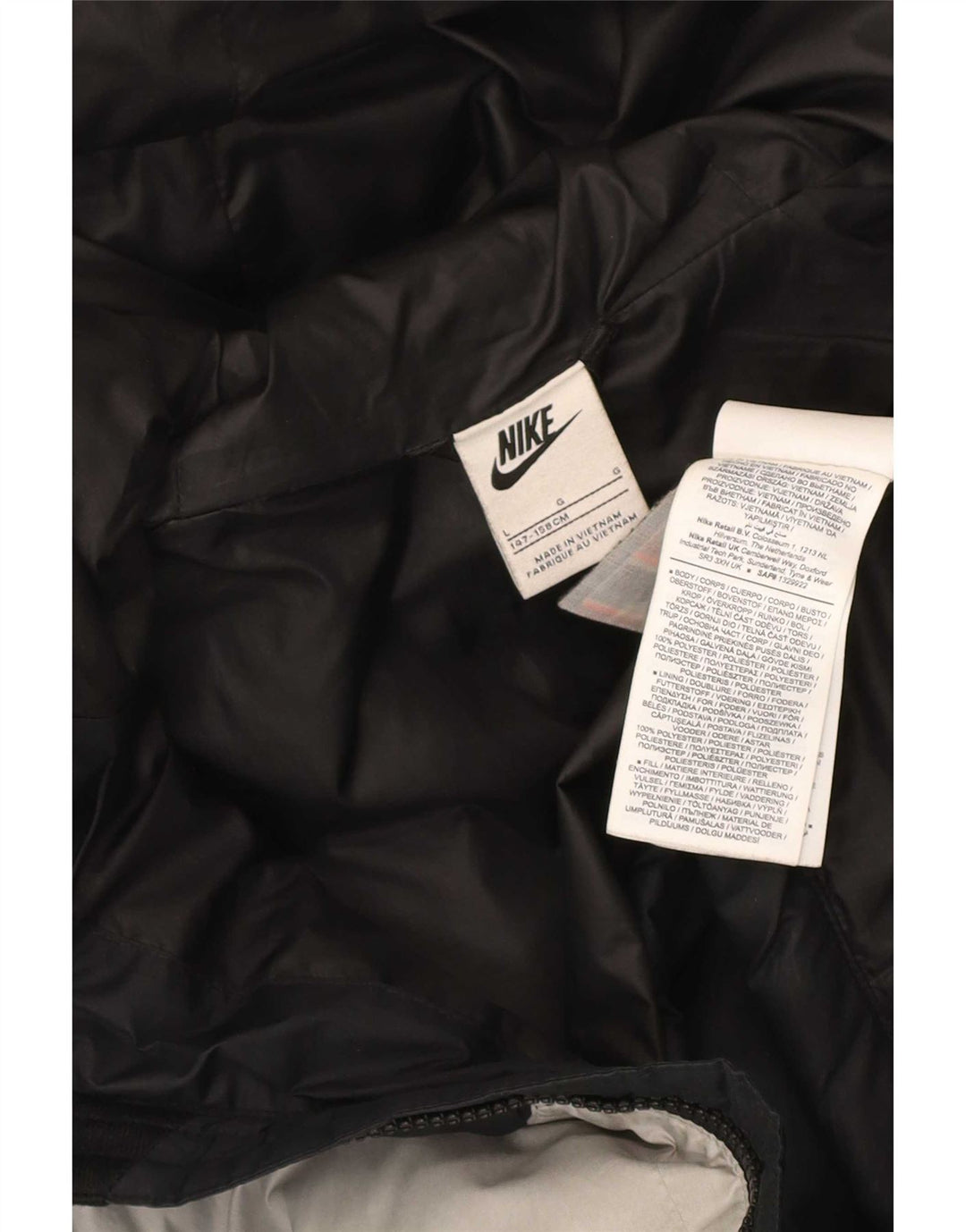 Nike Boys Hooded Padded Jacket 12-13 Years Large Black Colourblock