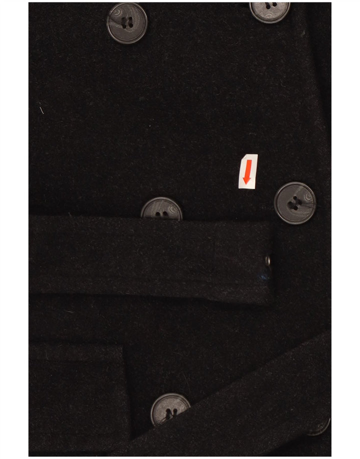 Max & Co. Womens Oversized Double Breasted Coat UK 10 Small Black Wool