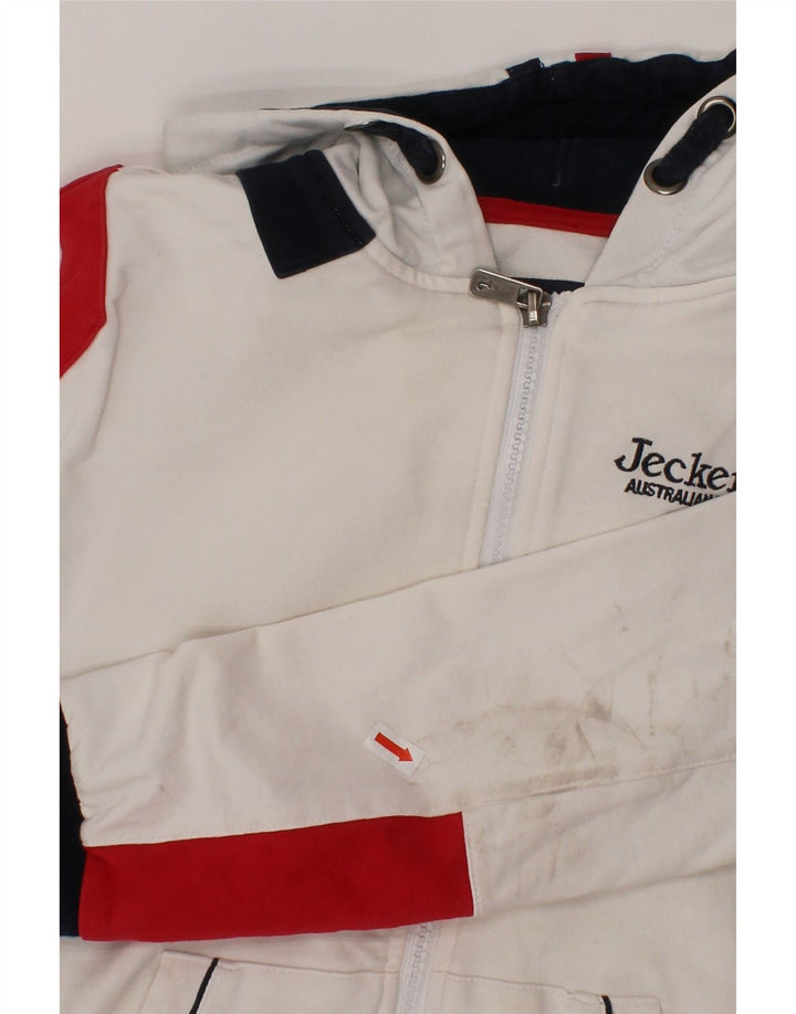 JECKERSON Boys Graphic Zip Hoodie Sweater 9-10 Years White Colourblock
