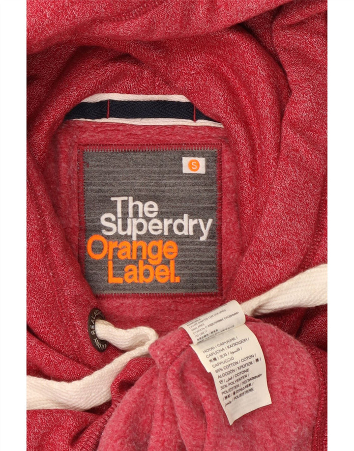 SUPERDRY Womens Zip Hoodie Sweater UK 10 Small Red Flecked Cotton