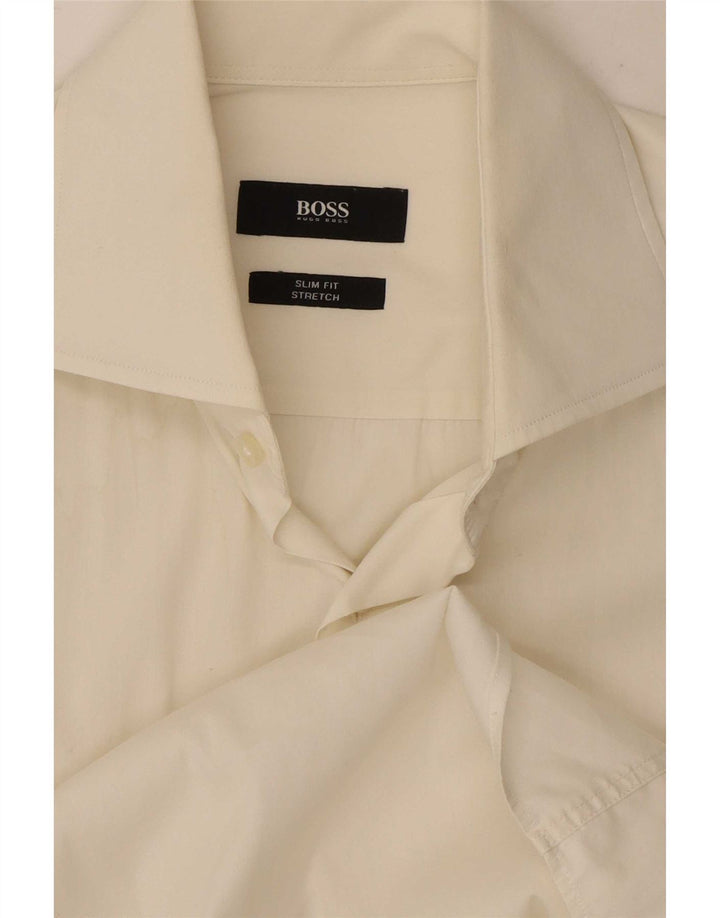 Hugo Boss Mens Slim Fit Shirt Medium Off White