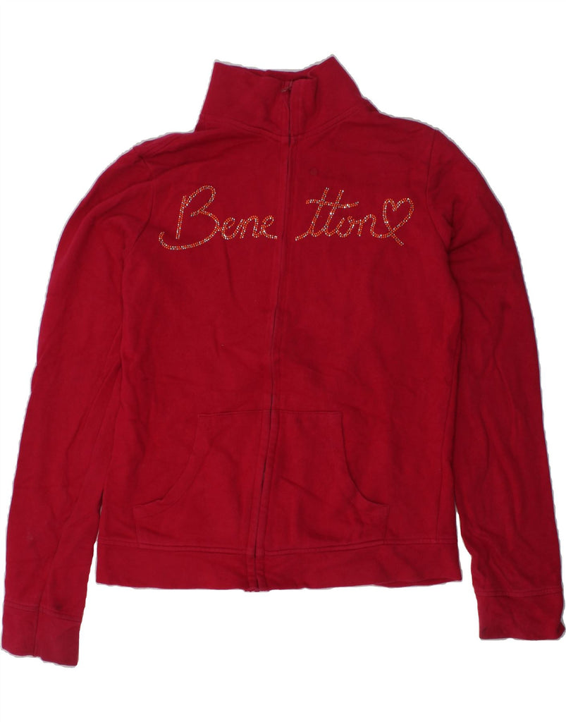 BENETTON Girls Graphic Tracksuit Top Jacket 13-14 Years 3XL Red Cotton | Vintage Benetton | Thrift | Second-Hand Benetton | Used Clothing | Messina Hembry 