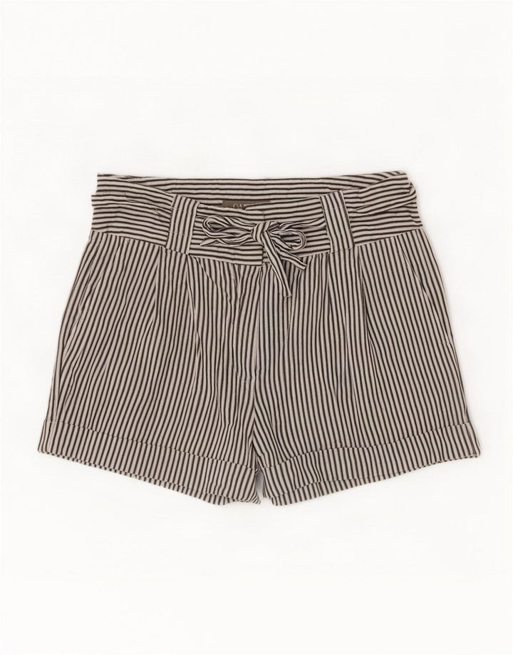 Oasis Womens Hot Pants UK 8 Small W28 White Pinstripe Cotton