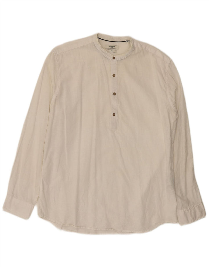 Jack & Jones Mens Slim Fit Pullover Shirt XL White Cotton