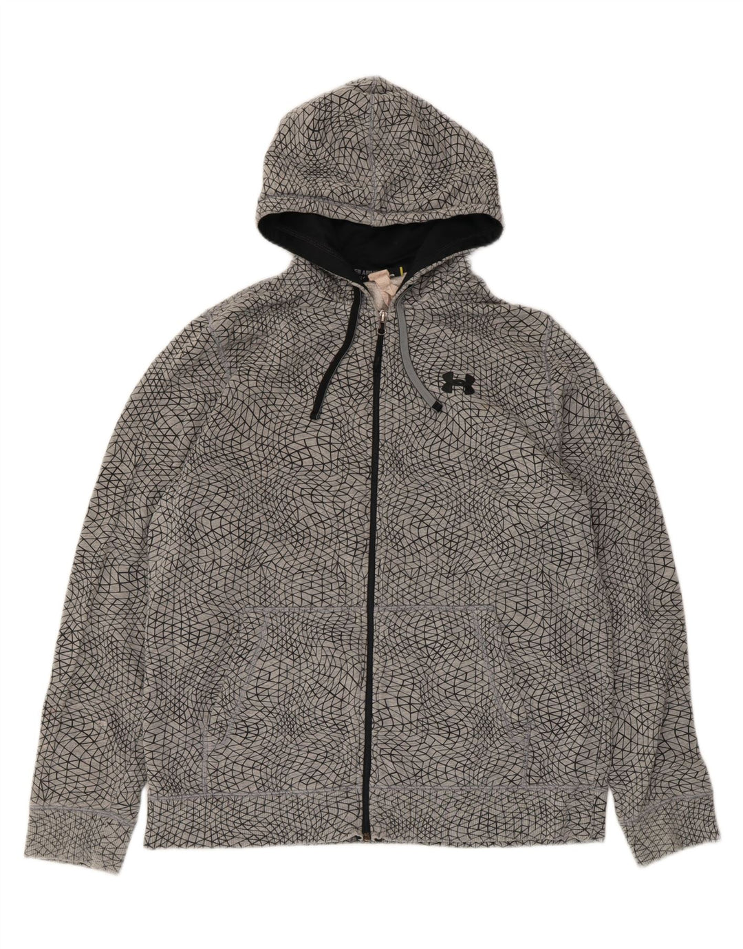 Under Armour Mens Zip Hoodie Sweater Large Grey Geometric