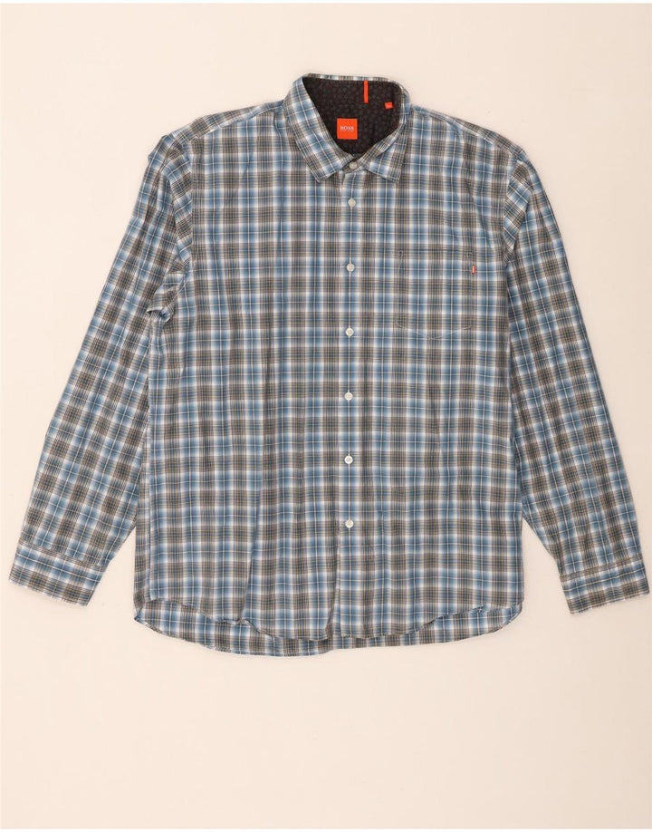 Hugo Boss Mens Shirt 2XL Blue Check Cotton