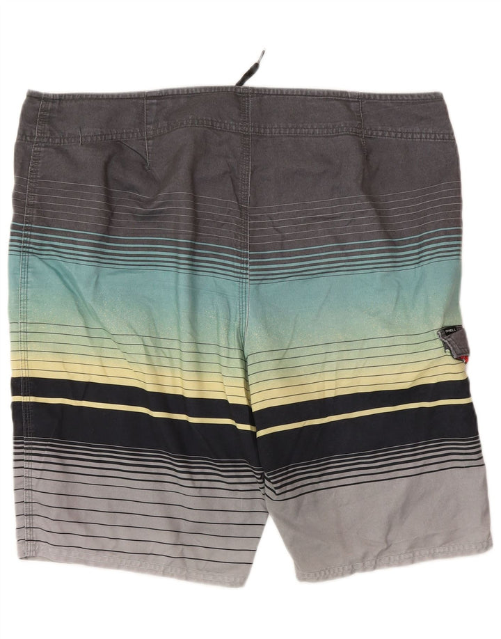 O'Neill Mens Swimming Shorts Large   Grey Striped Polyester