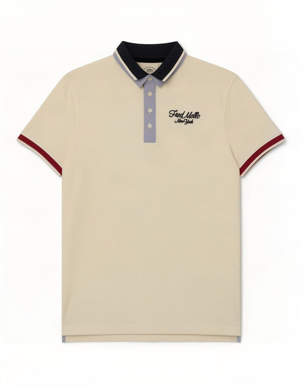 Fred Mello Mens Polo Shirt XL White Colourblock Cotton