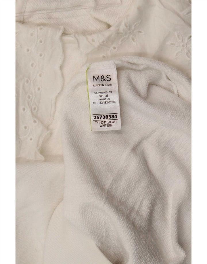 Marks & Spencer Womens Sweatshirt Jumper UK 10 Small White Cotton
