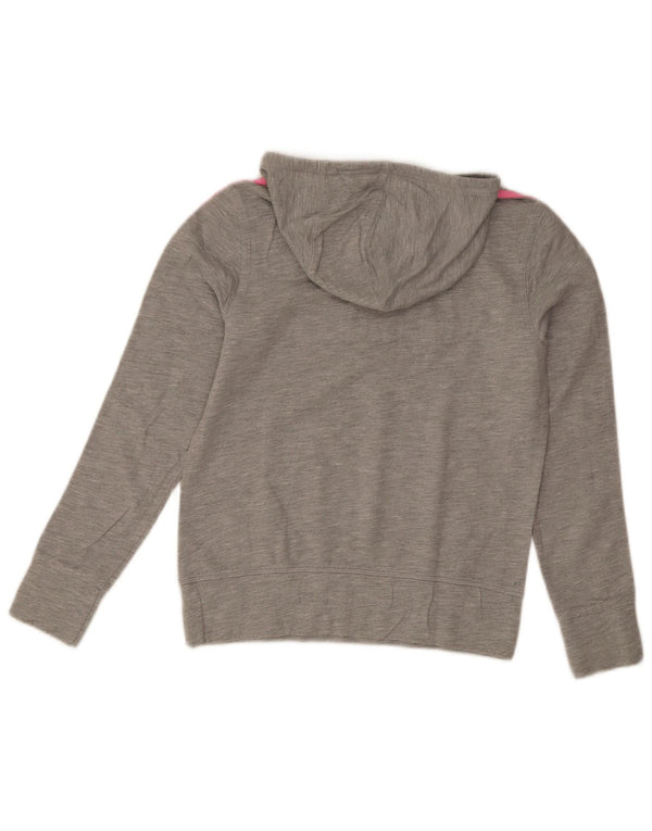 Adidas Womens Graphic Hoodie Jumper UK 14 Medium Grey Flecked Cotton